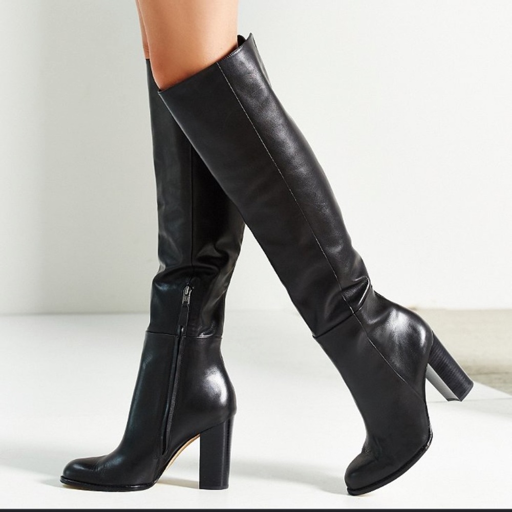 Sam Edelman Regina Black Leather Knee High Boots